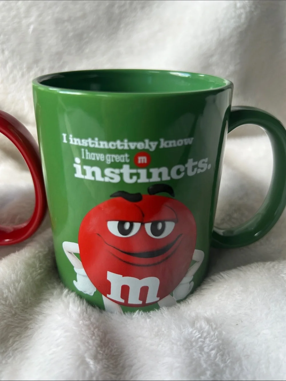 M&M's Ceramic Coffee Mug - Red and Green